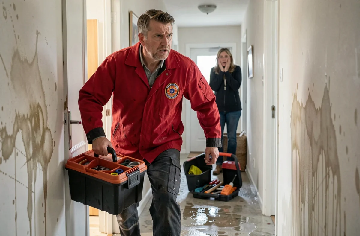 Plombier Allo Dépannage ADI arrivant en urgence dans un appartement inondé à Limoges