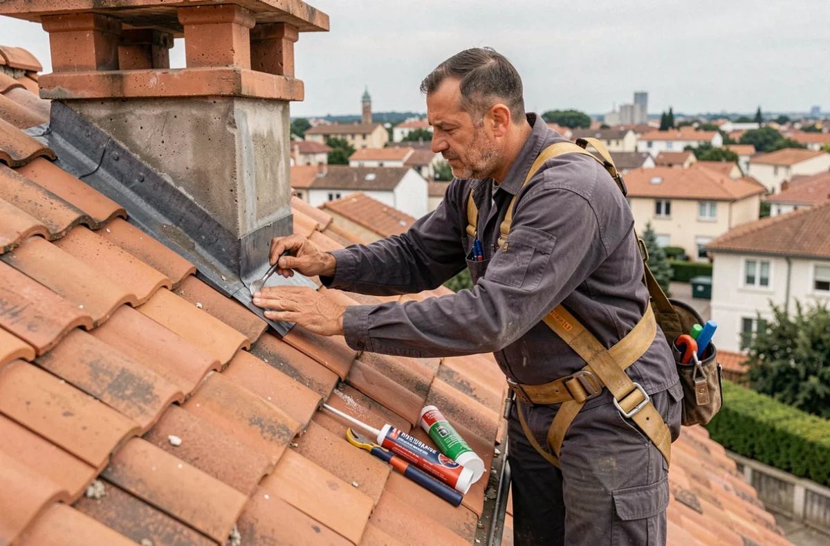 Artisan Begot SARL réalisant des travaux de plomberie et couverture sur un toit à Limoges