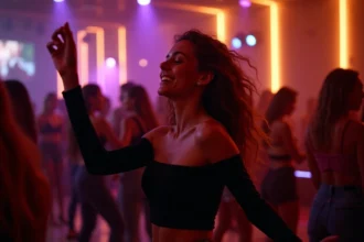 Jeune femme qui danse dans une boîte de nuit à Perpignan, ambiance festive sur la piste de danse
