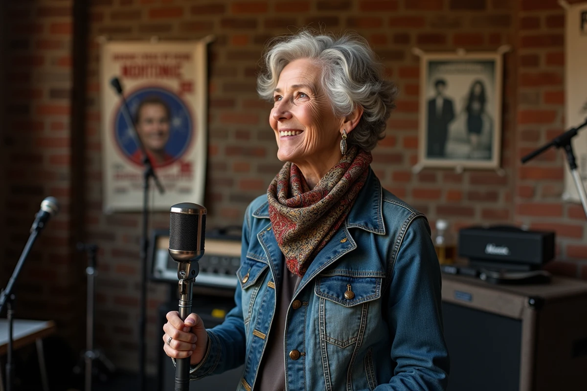 Femme âgée dans les coulisses d un concert vintage