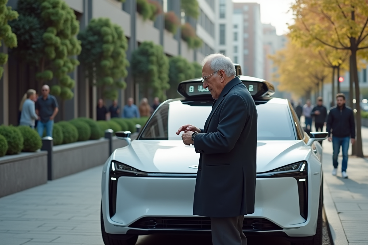 Homme âgé vérifiant sa smartwatch près d