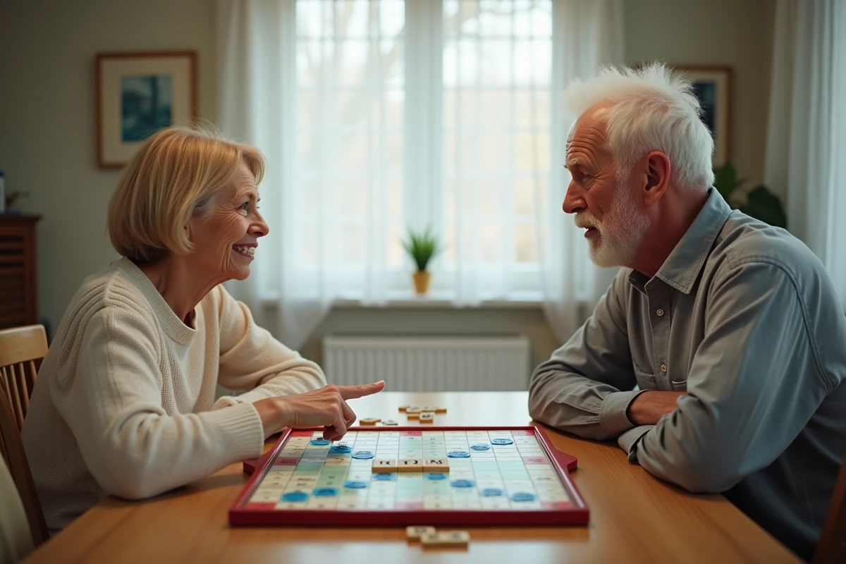 Deux joueurs de Scrabble en désaccord sur la validité d'un mot pendant une partie