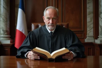 Juge français en robe devant un code civil ancien